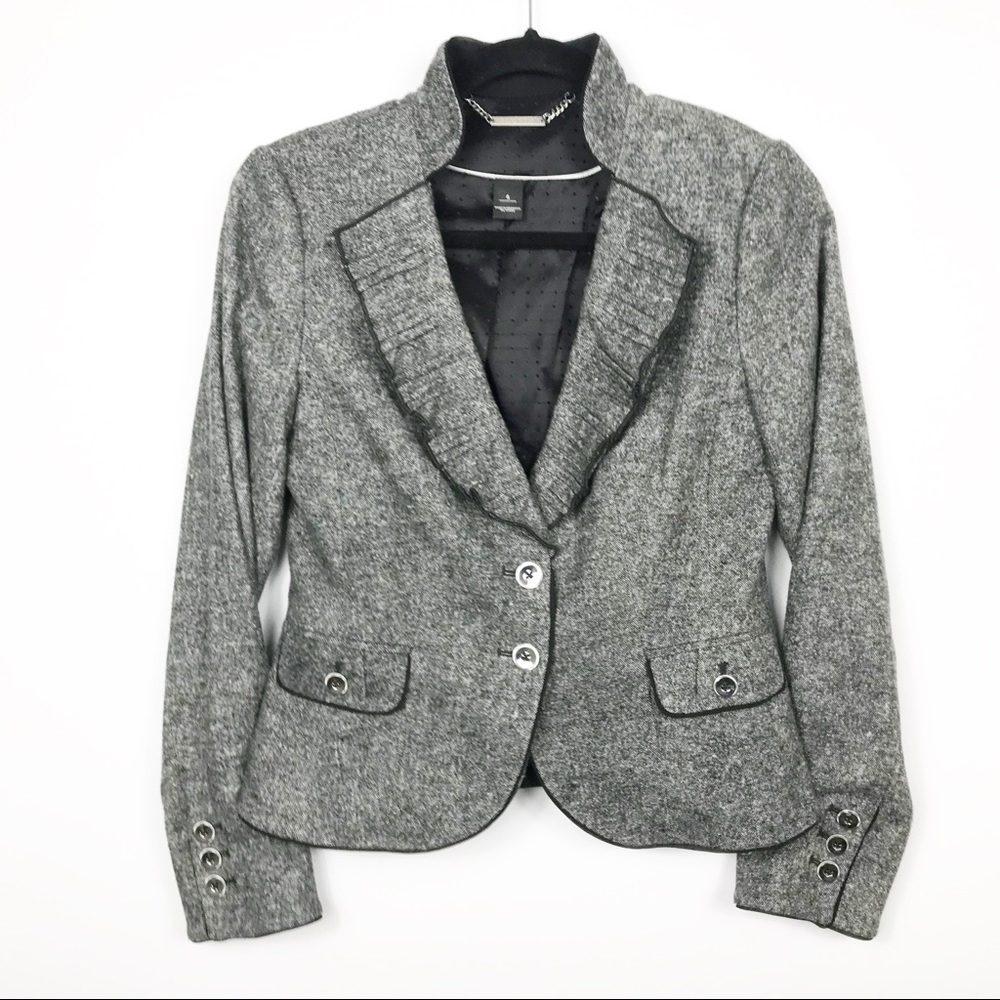 White House Black Market Black Gray Tweed Blazer 4